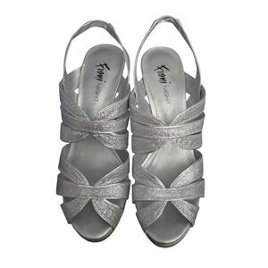 Fioni Night Helix Silver Glitter‎ Strappy Slingback Stiletto Heels Womens Size 8